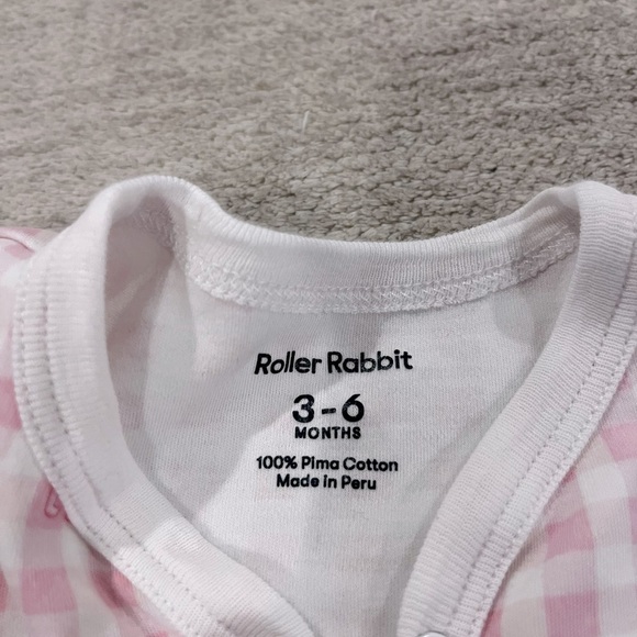 Roller Rabbit Infant Hathi Pink Gingham Footie Pajamas 3-6 Months - Picture 2 of 4